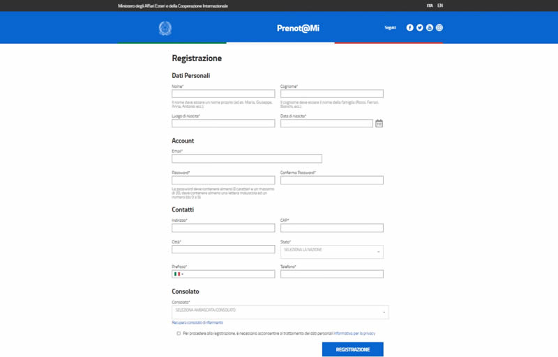 Registrarse Prenot@mi